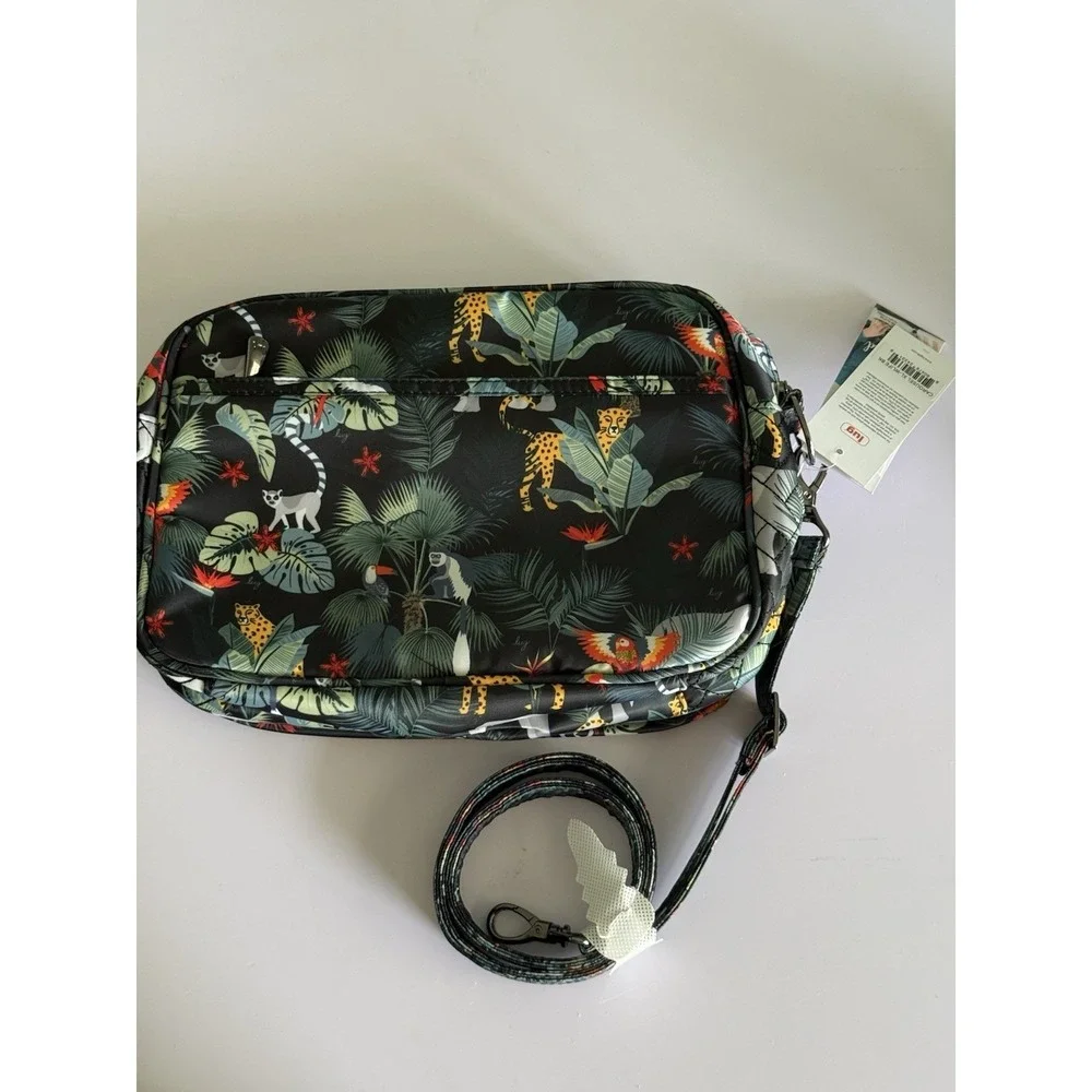 LUG NWT Carousel XL Wildlife‎ Black Crossbody Bag RFID Pockets Quilted Purse